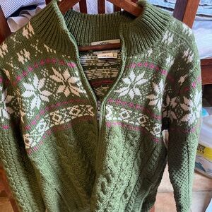 Aran Crafts Green and Pink Women's Sweater